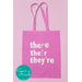 Bookish Graphic Bag and Tee Set - Grammar Canvas Tote Bag There, Their, They're with Humorous Usage Examples, Funny Reading Lovers Shirt