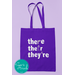 Bookish Graphic Bag and Tee Set - Grammar Canvas Tote Bag There, Their, They're with Humorous Usage Examples, Funny Reading Lovers Shirt