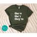 Bookish Graphic Bag and Tee Set - Grammar Canvas Tote Bag There, Their, They're with Humorous Usage Examples, Funny Reading Lovers Shirt