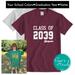 Personalized Grow with Me Shirt: Personalized Growing Graduation Year T-Shirt with Class Year and School Colors and Student Name