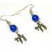 image if of a pair of silvertone Blue Small Chai Charm Earrings 