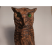wooden owl sculpture front view