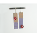 Pops of Color Fold Formed Copper Enamel Lavender Beige with Red Button Bar and Button Dangle Earrings Argentium 935 Sterling Silver Earwires
