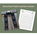 A black scarf with ghosts along its length and a printable row counter.