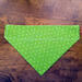Reversible Over the collar dog bandana with flip flop print and green with white polka dots - polka dot side