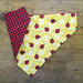 Over the Collar Reversible dog bandana lady bugs and black polka dots on red on the other