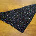 dog bandana, over the collar and reversible, with dog print on one side and multi-colored polka dots on the other - dot side