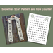 A white scarf with snowmen along its length and a printable row counter.