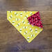 Over the collar dog bandana, reversible bees on one side and poka dots on the other side.