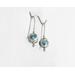 Copper Enamel Spheres of White Turquoise and Water Blue Dangle Earrings with Argentium 935 Sterling Silver Earwires