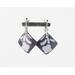 Clip-on Non-Pierced Enameled Copper Earrings with White Flower Stencil over Purple Torch-Fired Enamel, Silver Plate Ear Clips