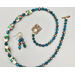 Necklace set: Mid-century Japanese confetti jeweled and foiled lampwork ovals, apatite, freshwater pearls