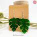 Monstera Philodendron Leaf Green Earrings Dangle Drop Style