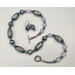 Necklace set | Contemporary artisan lampwork focal beads, grape chalcedony, amethyst, freshwater pearls