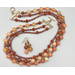 Necklace set | 3-strand natural carnelian, vintage faux-stone lucite, freshwater pearls