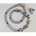 Necklace set | 1950s Japanese opalescent amethyst gold foil glass nuggets, chalcedony, crystal, freshwater pearls