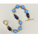 Bracelet | Mid-century Japanese chalcedony blue and Italian black/periwinkle/aventurina glass beads