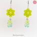 Lime Green and Blue Daisy Flower and Gummy Bear Earrings Dangle Drop Style