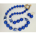Necklace set | Cobalt blue and white 1920s and 1950s Japanese glass beads, artisan butterfly and dogwood blossom toggle clasp