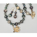 Necklace set | Artisan bronze sea turtle pendant, lodolite rounds and freshwater pearls