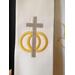 Wedding Officiant Stole with Cross and Rings, Silver and Gold wedding officiant clergy stole