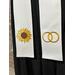 Custom handmade White Wedding officiant clergy stole with a sunflower turning into butterflies.  