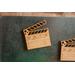 Close up of clapperboard magnet with custom date - Clapboard Fridge Magnet for Kitchen - Film & Movie Decor, Unique Movie Buff Gift