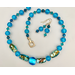 Necklace set | Aqua, blue, and teal glass beads, crystals, and stones