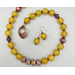 Necklace set | Complementary colors — "opal garden" lampwork rondelles, olive jade/serpentine rounds, deep rose freshwater pearls, Super Seven rounds