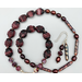 Necklace set | Enameled "bamboo" tubes, 1960s pressed glass beads, burgundy freshwater pearls, sterling silver fan clasp