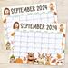 Autumn Themed September 2024 Printable Calendar with Animals