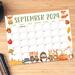 September 2024 Calendar Featuring Fall Animals