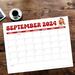 Retro and Minimalist Design Calendar September 2024