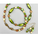 Necklace set | Vintage glass beads Japanese givre green planed ovals, amber faceted turbines and rounds, crystal accents
