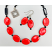 Necklace set | Lipstick red and black vintage glass beads, sterling toggle clasp recalls FLW's window designs