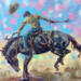 Cowboy on Bucking Horse Original Chris Wakefield Mixed Media Painting on Canvas "Unhinged"