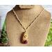 Dried Moss and Mushroom Gold Leaf Resin Pendant on Gold Colored Sterling Silver plated Copper Chain on Bust