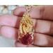 Dried Moss and Mushroom Gold Leaf Resin Pendant on Gold Colored Sterling Silver plated Copper Chain 