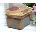 Vintage ephemera decoupage wood trinket box.