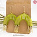 Lime Green and Gold Rainbow and Cloud Earrings Dangle Drop Style