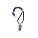 A necklace for the Egyptian Goddess Nuit, with Black Agate, Lapis Lazuli, and Gold Hematite Beads, and a Silver and Sapphire Pendant.