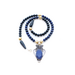 A necklace for the Egyptian Goddess Nut, with Black Agate, Lapis Lazuli, and Gold Hematite Beads, and a Silver and Sapphire Pendant.