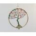 6 inch gold hoop tree of life wire sculpture copper and green wire with Swarovski crystal beads handmade by RainbowMaille