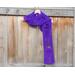 A pic of a purple scarf with balloons along its length.