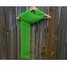 Display of the Grid Crochet Scarf on a hanger in front of a wooden fence.