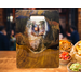 A handcrafted solid teak hardwood cheese charcuterie serving board with original 24K gold resin artwork and a majestic elk centerpiece.