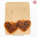 Tiger Striped Orange Heart Earrings Dangle Drop Style hand made by Bel Creative Arts