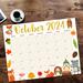 October Fall Animals Calendar