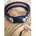 Fancy Dog Collar 20.5" Large Burgundy & Tan Paracord w/ Green Stitching and a sturdy buckle.