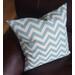 Beige & blue chevron print throw accent pillow covers 20" x 20" square handmade.